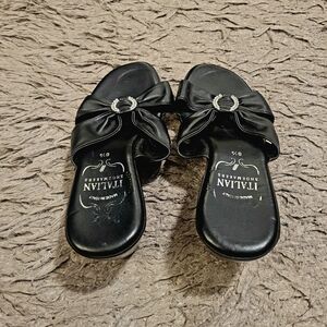 Italian Shoemakers Black Women's Sandals Rhinestone Size 8.5
